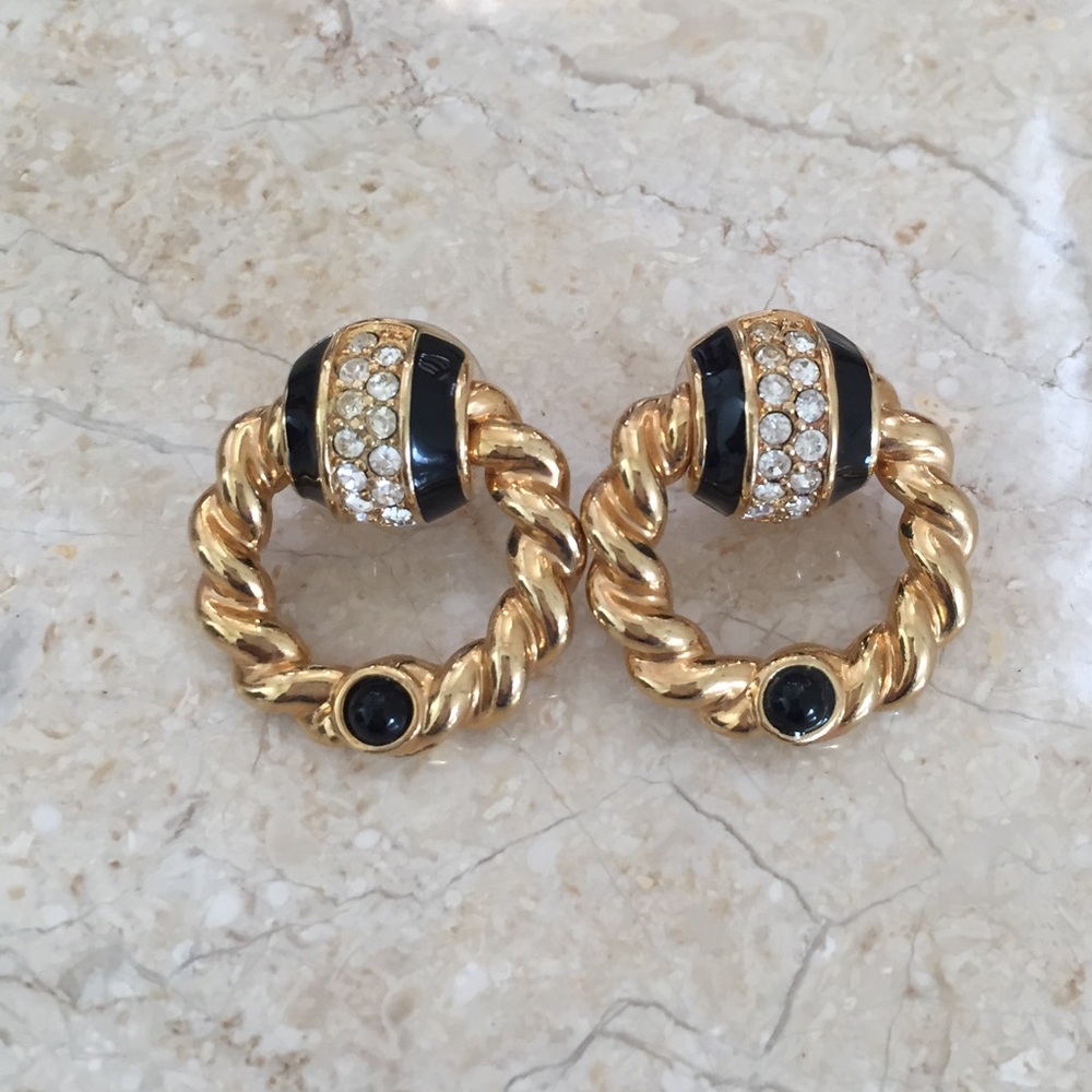 14KT GF Wire Hoop Earrings with Swarovski Crystals